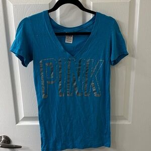 PINK Victoria's Secret Blue V-Neck Tee